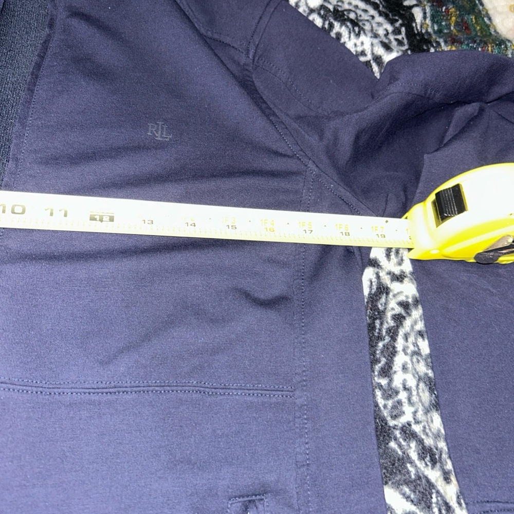 Ralph Lauren mock neck jacket in navy blue full zip pocket monogram sz large - Picture 9 of 11